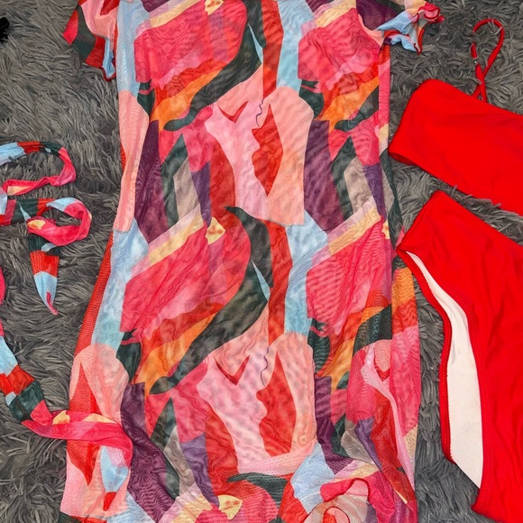 3pack Color Block Bikini Swimsuit & Cover Up - Picture 9 of 10